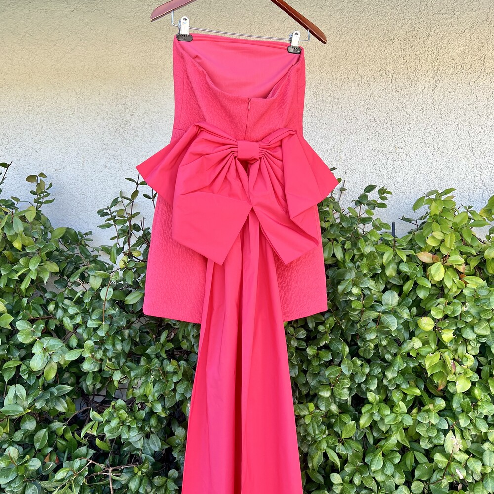 Rebecca Vallance Caitlin Bow Mini Dress Coral Pink Strapless Size 6 Small NWT - Picture 8 of 8